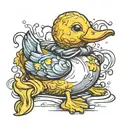 rubber duck holding a broken tattoo design idea