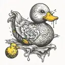 rubber duck holding a broken tattoo design idea