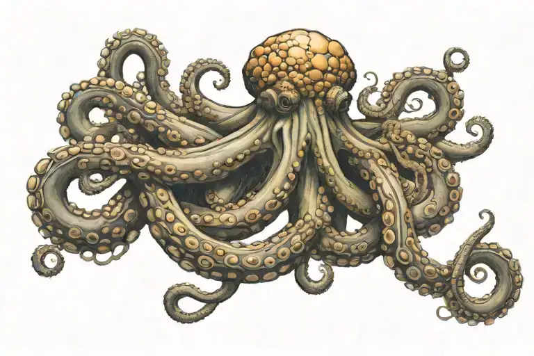 octopus on left pec and shoulder with tentacles wrapped around anchor on sternum  tattoo design idea