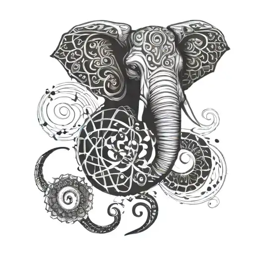 A music note shaped like an elephant trunk tattoo design idea