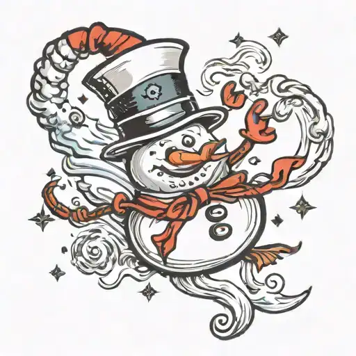 snowman tornado sucking stuff tattoo design idea