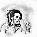 bob marley smoking tattoo design idea