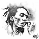bob marley smoking tattoo design idea