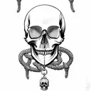 Skull, valknot, braided chain, clan, heritage, miller, roman, cooper tattoo design idea