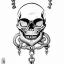Skull, valknot, braided chain, clan, heritage, miller, roman, cooper tattoo design idea