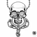 Skull, valknot, braided chain, clan, heritage, miller, roman, cooper tattoo design idea