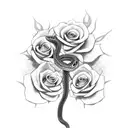 snake coiling a sword with roses tattoo design idea