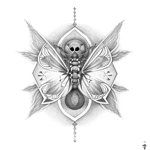 A combination of a death moth and sacred geometry forming a unique design tattoo design idea