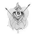  initials CTK in an arrow heart tattoo design idea