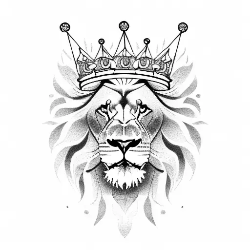 Lion with crown and two tails tattoo design idea