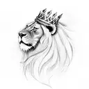Lion with crown and two tails tattoo design idea