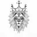 Lion with crown and two tails tattoo design idea