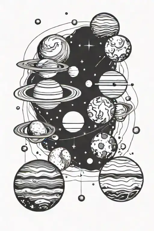 solar system planets tattoo design idea