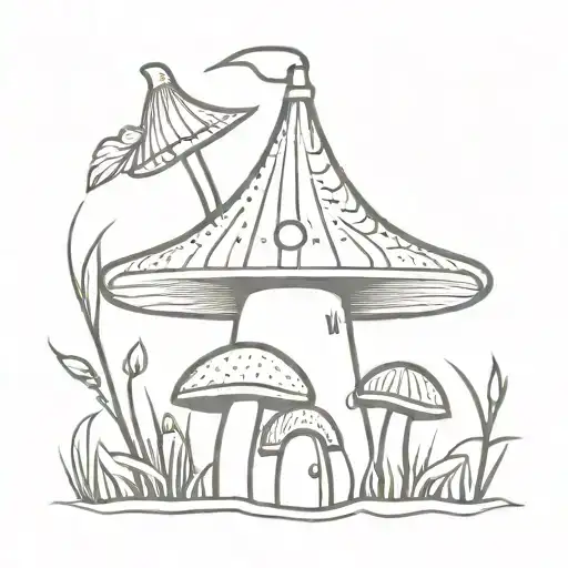 a medieval knight mushroom tattoo design idea