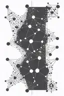 A detailed neural network design incorporating philosophical symbols such as the Socratic method and Wittgenstein's language games tattoo design idea