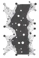 A detailed neural network design incorporating philosophical symbols such as the Socratic method and Wittgenstein's language games tattoo design idea