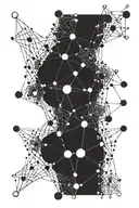 A detailed neural network design incorporating philosophical symbols such as the Socratic method and Wittgenstein's language games tattoo design idea
