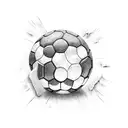 Soccer ball breaking through a brick wall tattoo design idea