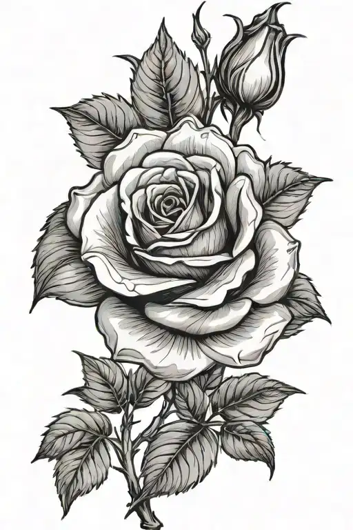 one long stem rose tattoo design idea