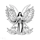 angel wings with the name mor  tattoo design idea