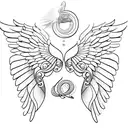 angel wings with the name mor  tattoo design idea