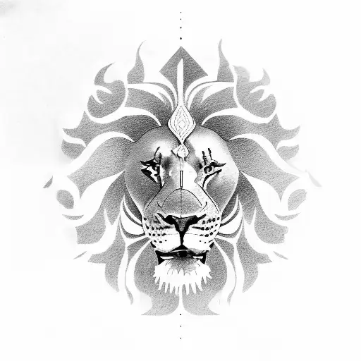 lion with budha tattoo design idea