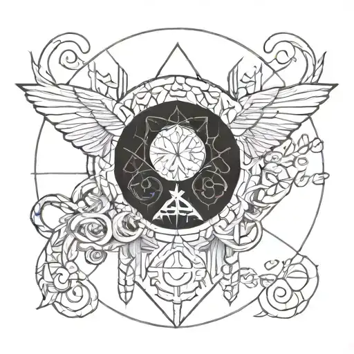 A geometric representation of the Gemini zodiac sign with a subtle nod to Greek mythology tattoo design idea