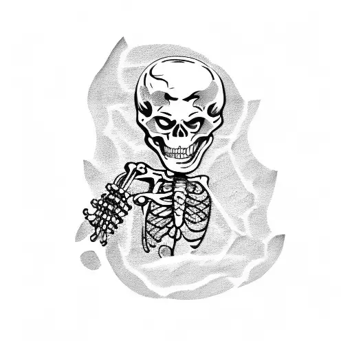 A skeleton playing a rock guitar  tattoo design idea