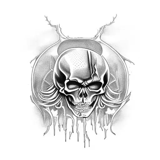 A black skeleton who loves heavy metal tattoo design idea