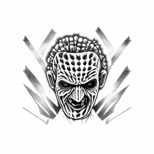 Freddy Krueger, standing next to Michael Myers, standing next to Jason, standing next to ghost face. But make it cute. tattoo design idea