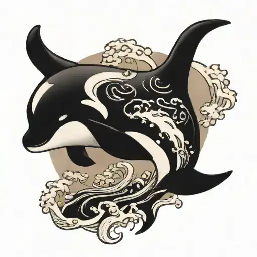 killer whale swimming tattoo design idea