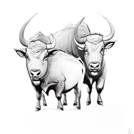 3 Buffalos walking into a storm tattoo design idea