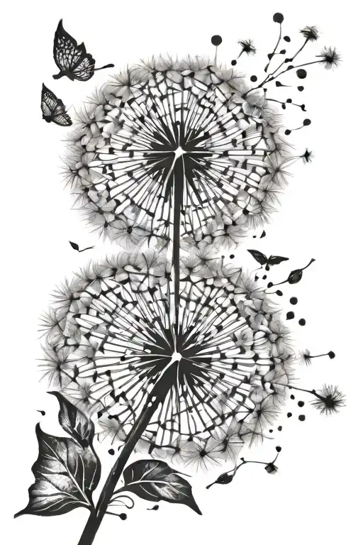 Dandelion blowing in the wind tattoo design idea