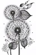 Dandelion blowing in the wind tattoo design idea