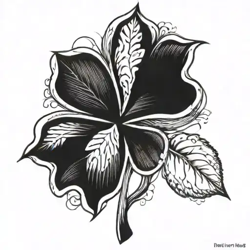 roman leaf clover tattoo design idea