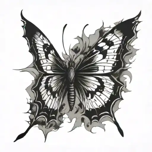 cool butterfly sharp edges tattoo design idea