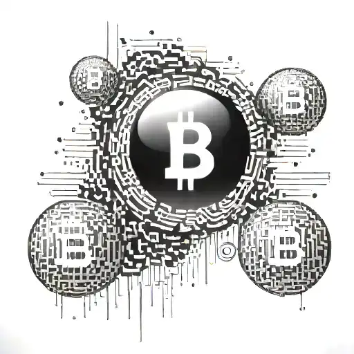 an 8-ball made out of binary code with a bitcoin symbol on top tattoo design idea