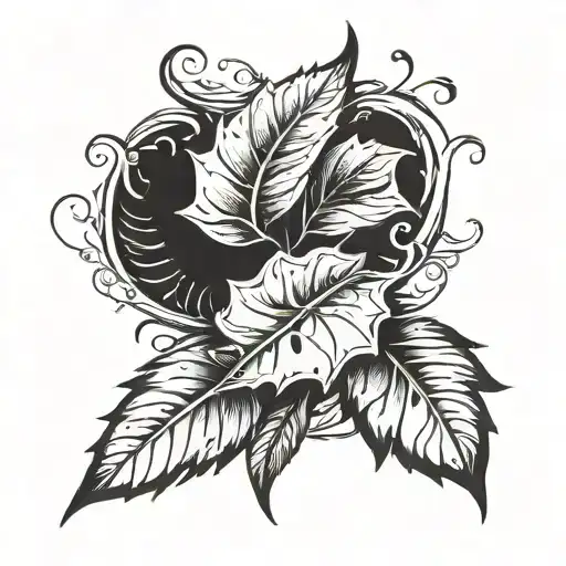 roman leaf garnish tattoo design idea