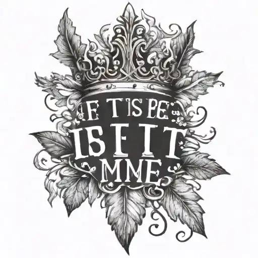"if it is to be it is up to me" written inside leaf crown with cross   tattoo design idea