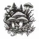 mushroom  tattoo design idea