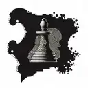 A chess piece made out of binary code with a bitcoin symbol on top tattoo design idea