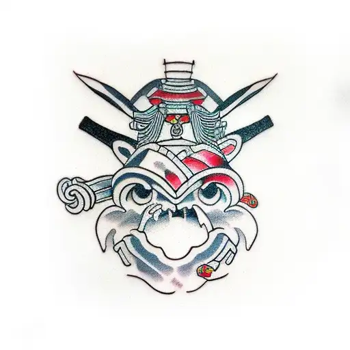 samurai black ink style anime tattoo design idea