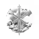 Christian Cross with clouds behind it. Put bible verse underneath. tattoo design idea