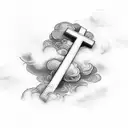Christian Cross with clouds behind it. Put bible verse underneath. tattoo design idea