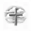 Christian Cross with clouds behind it. Put bible verse underneath. tattoo design idea