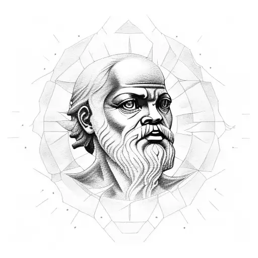 detailed image of socrates resting his hand on his knuckles tattoo design idea