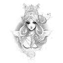 lady, virgo and robin tattoo design idea
