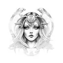 lady, virgo and robin tattoo design idea