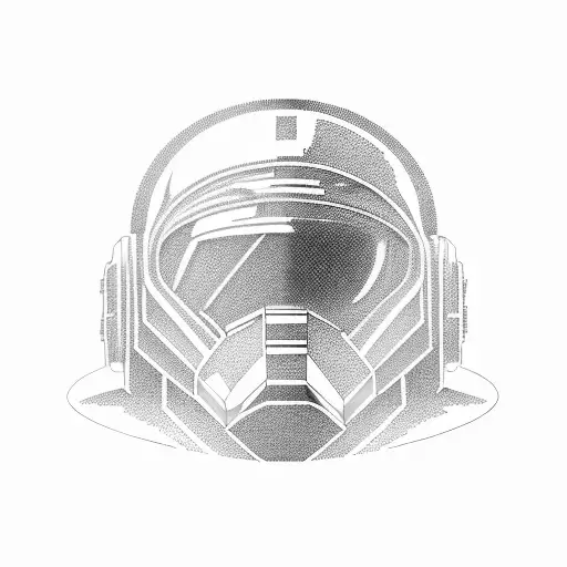 inside the album cover of the dark side of the moon, helmets of daft punk and under it, says "back in black". tattoo design idea