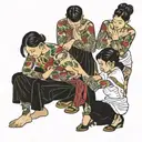four people formally bowing and curtseying  tattoo design idea
